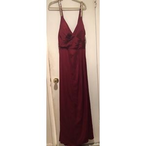 V-neck evening dress with draped front